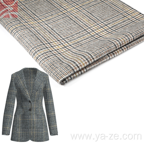 double-faced plaid tartan check tweed fabric for Coat